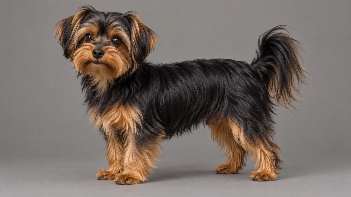 Morkie köpek — siyah-tan renk