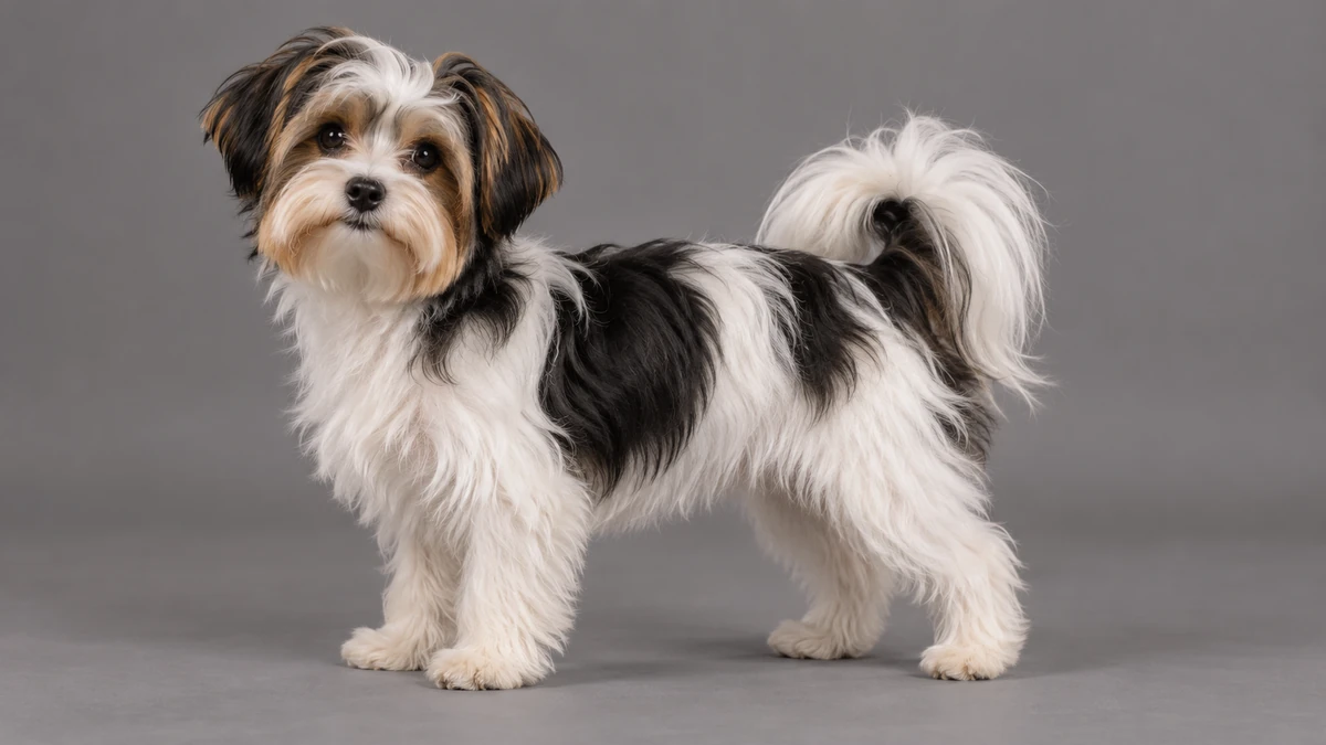 Morkie köpek — parti (iki renkli) renk