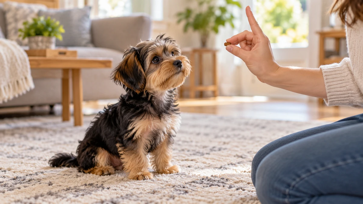 Morkie yavru köpek — komut ve eğitim