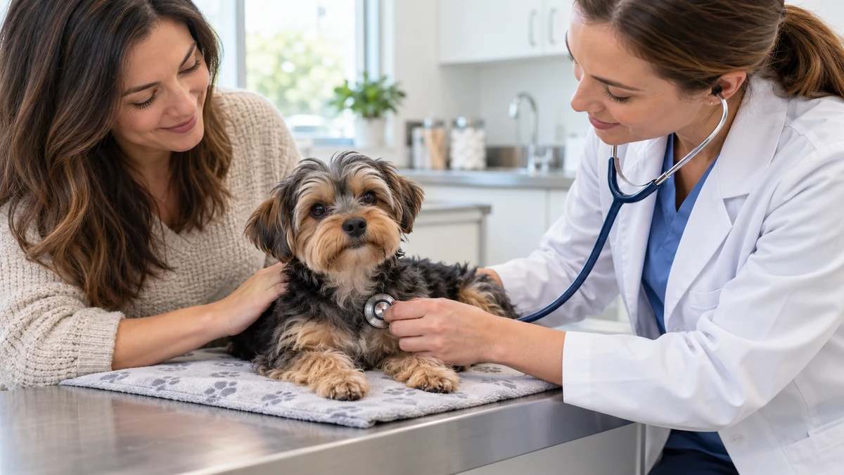 Morkie köpek — veteriner kontrolü